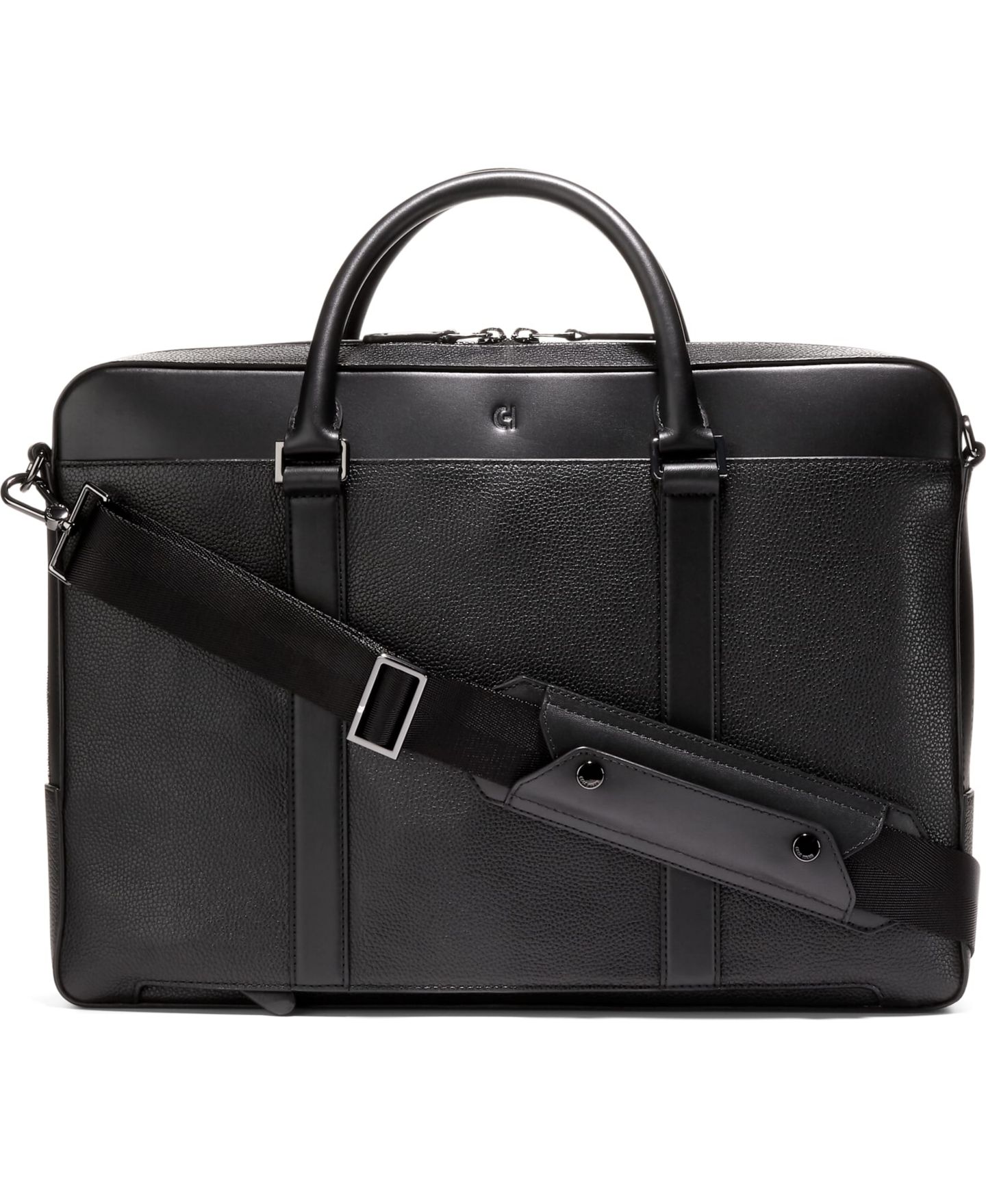 Мужская сумка Cole Haan Triboro Medium Leather Briefcase, цвет: Чёрный — фото 2