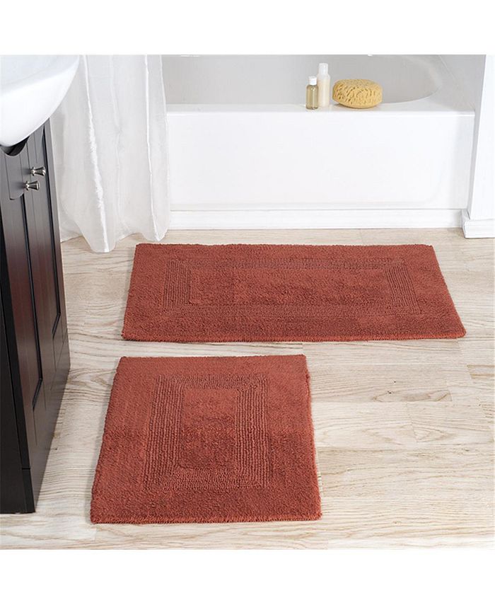 Lavish Home 100 Percent Cotton 2 Piece Bathroom Runner Set, Brick - Macy's