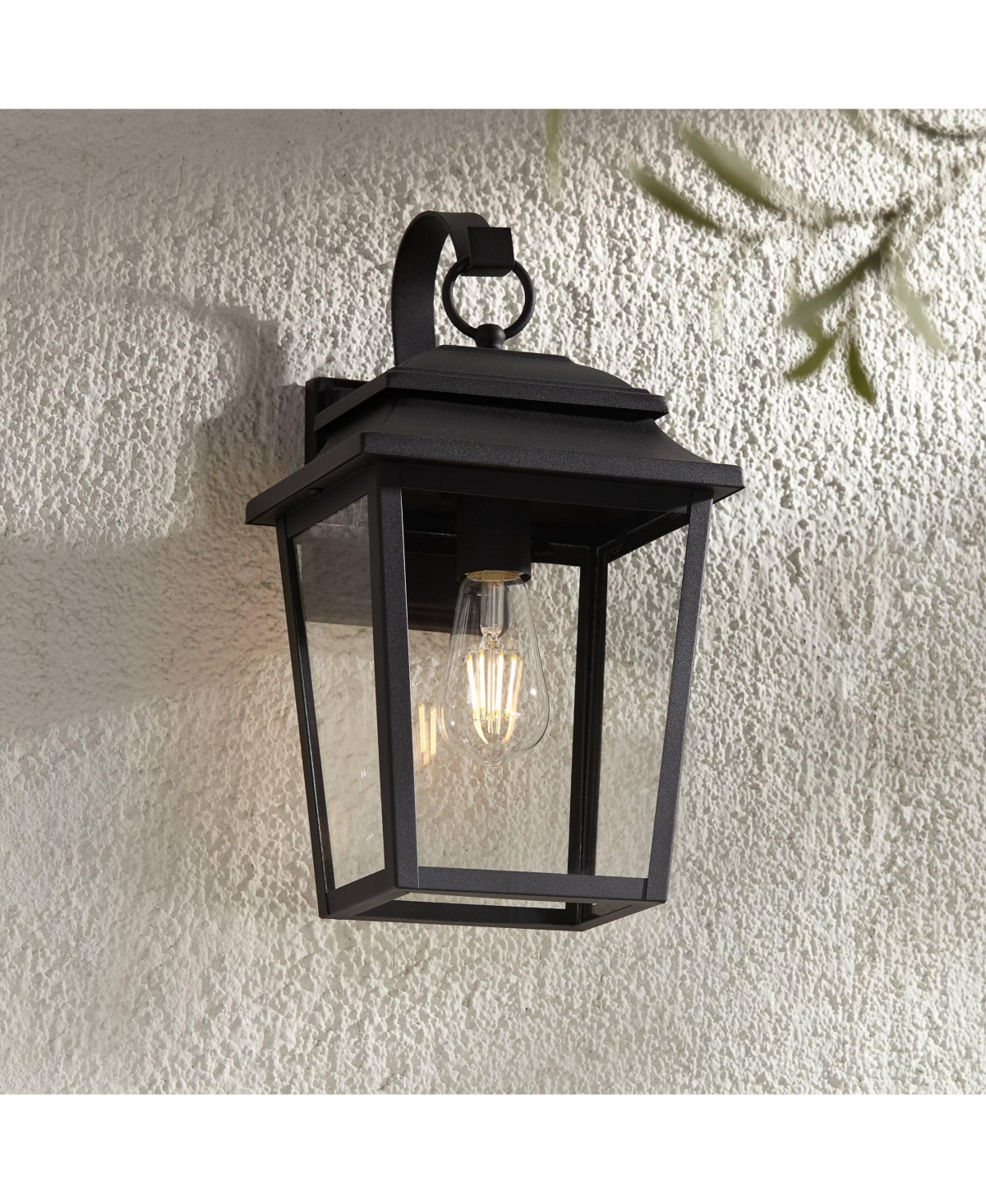 Bellis Verde Outdoor Wall Light Sconce Fixture Texturized Black Steel 15 1/4" Clear Glass Lantern for Exterior House Porch Patio Outside Deck Garage Y
