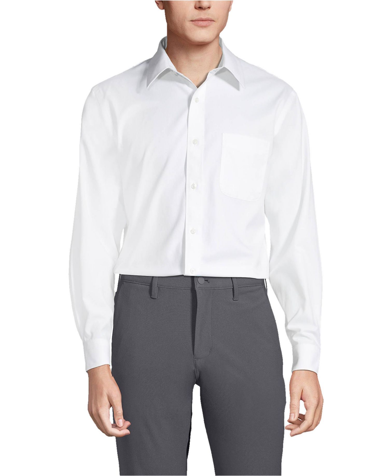 Men's No Iron Supima Cotton Pinpoint Straight Collar Dress Shirt