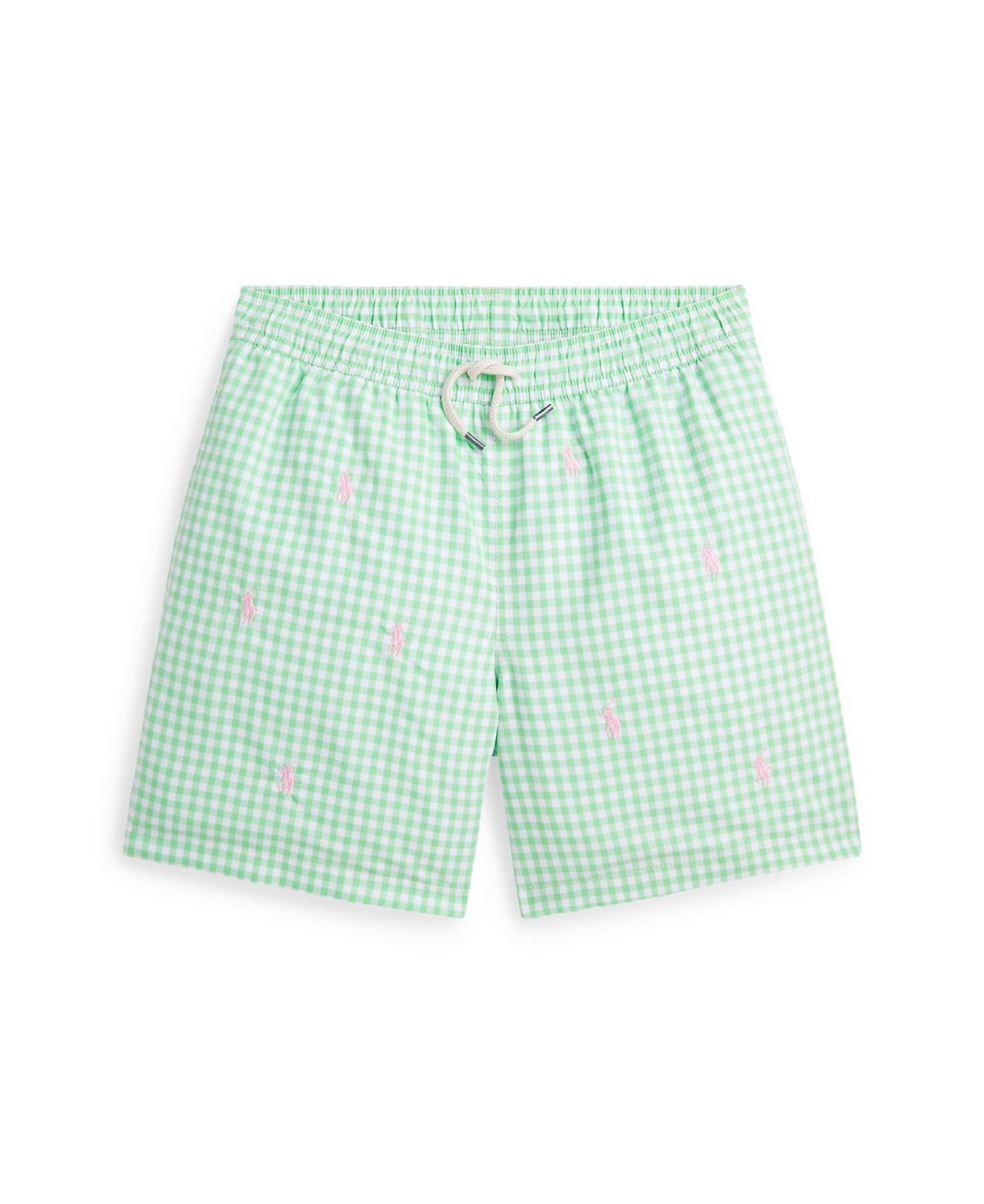 Polo Ralph Lauren Toddler And Little Boys Traveler Drawstring Waistband Swim Trunk In Classic Gingham Lime