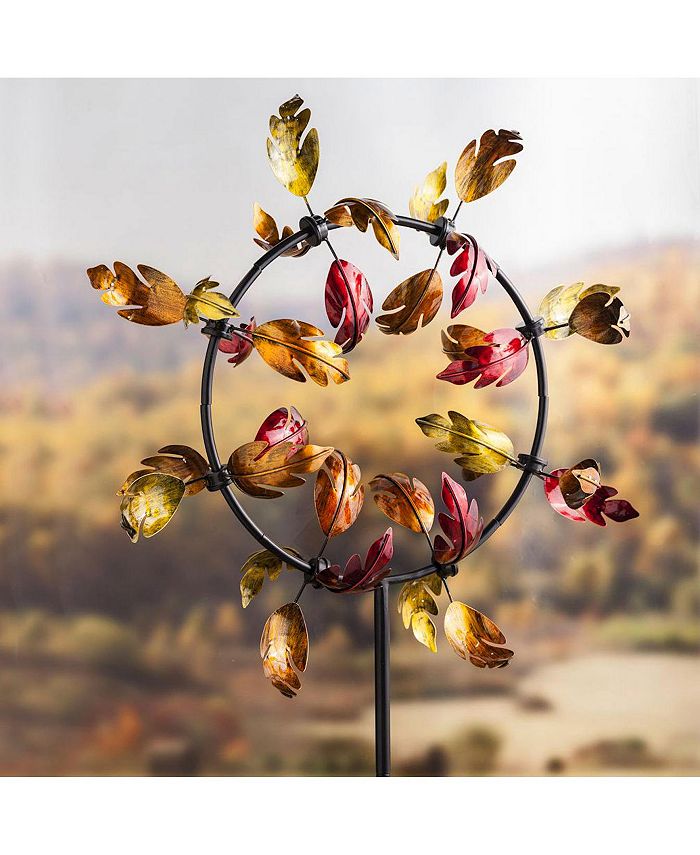 Evergreen Fall Leaves Jubilee Outdoor Kinetic Wind Spinner Red and Gold ...