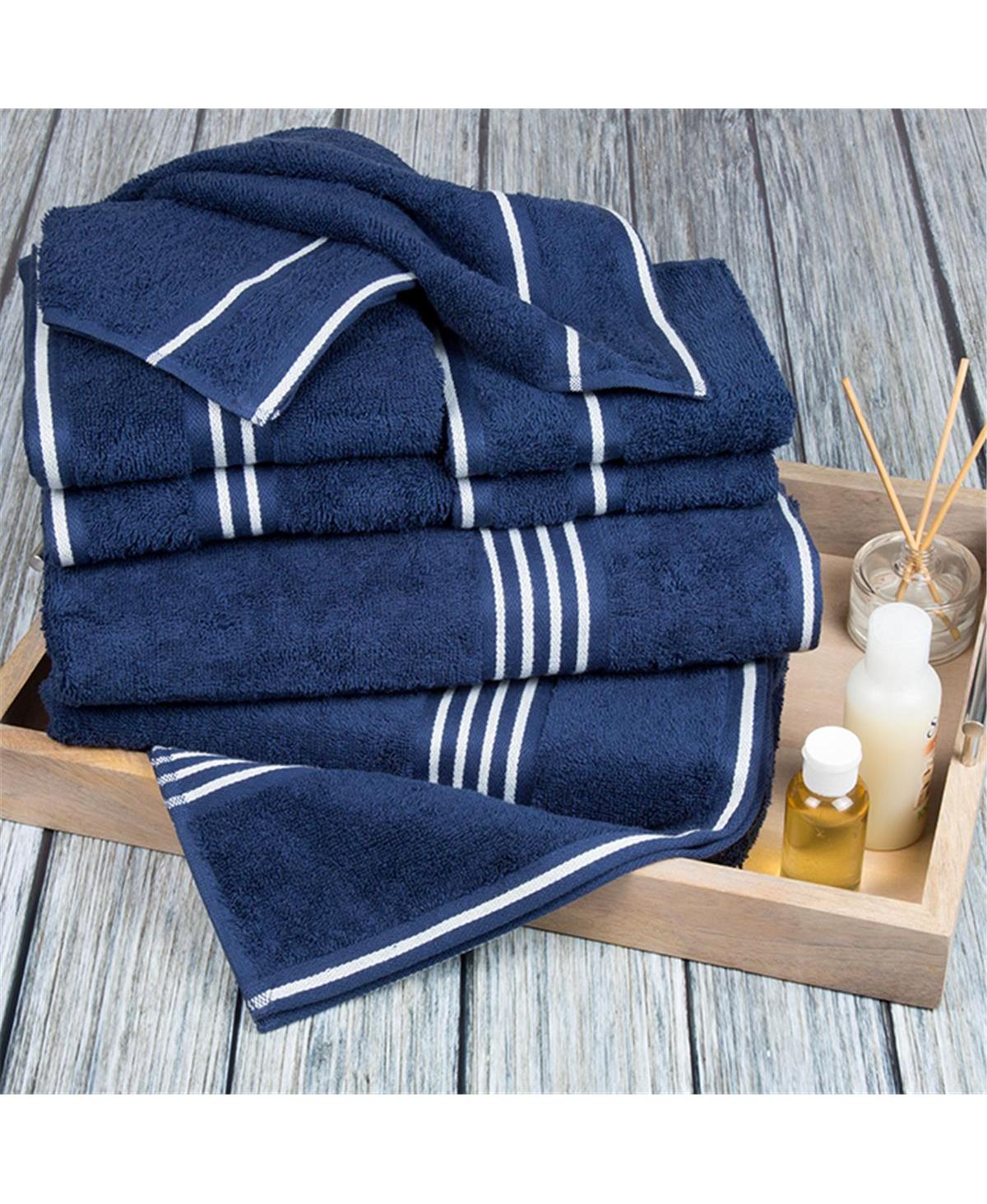 Lavish Home 27.5 x in. Rio 100 Percent Cotton Towel Set, Navy - 8 Piece