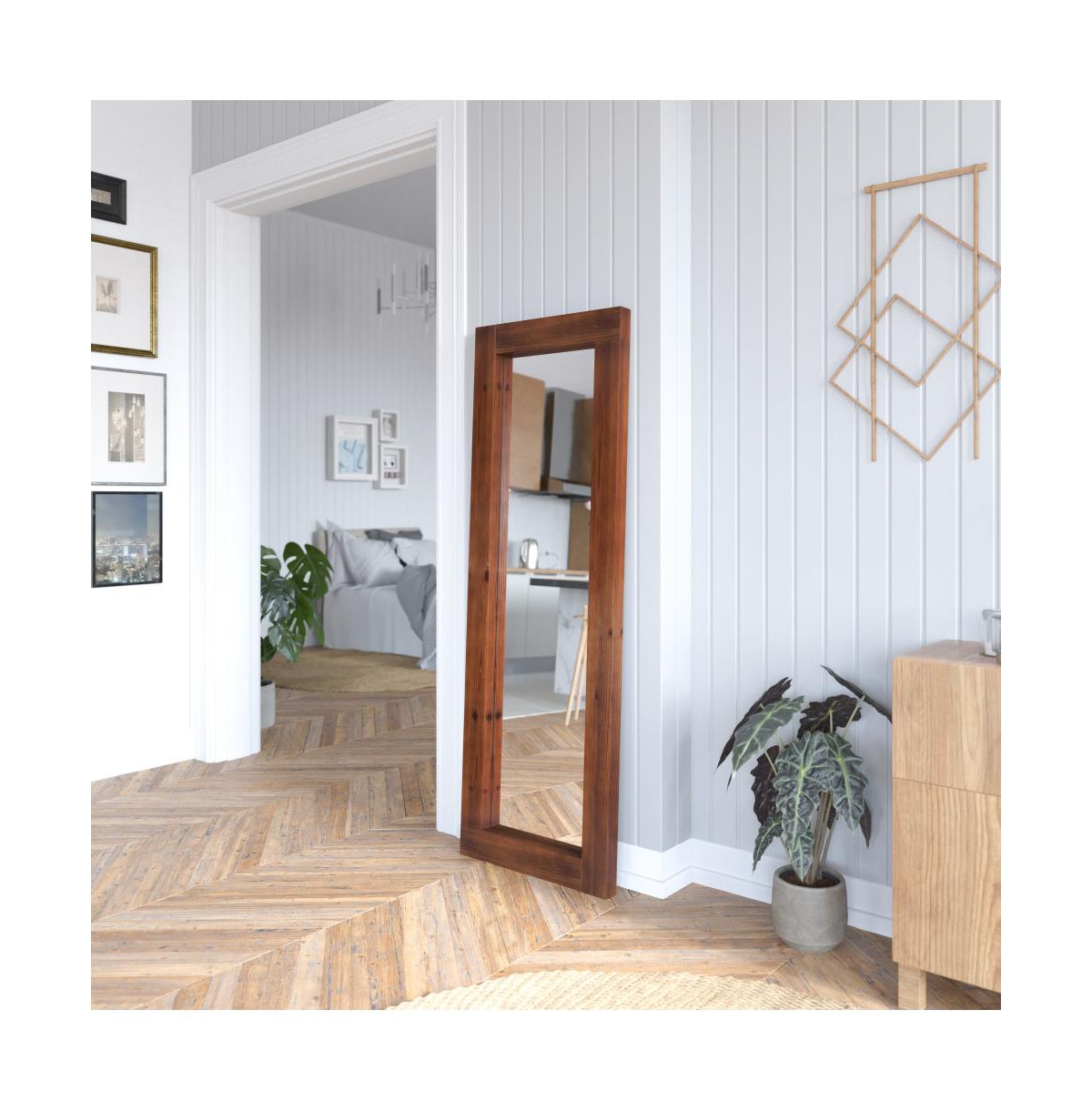 Rectangle Wall Mirror, Full Floor Length Mirror With Solid Wood Frame For Living Room, Entry Way, Bedroom
