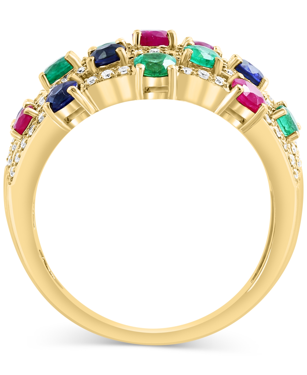 Effy Collection Effy Multi-gemstone (2-1/4 Ct. T.w.) & Diamond (1/4 Ct. T.w.) Multirow Cluster Ring In 14k Gold In Yellow Gold