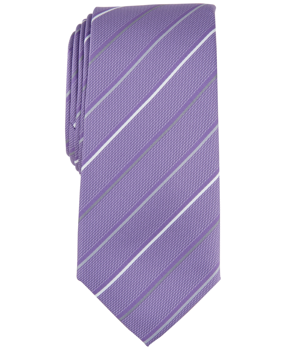 Alfani Men's Belwood Slim Stripe Tie, Created For Macy's In Lilac