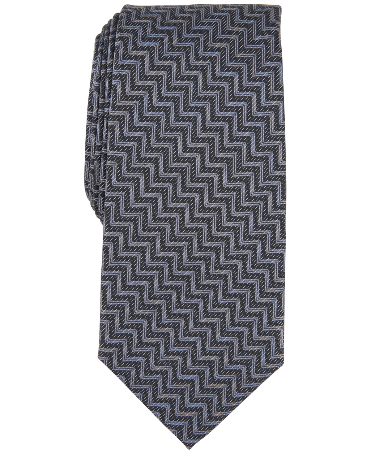 Alfani Men's Donovan Zig-zag Tie, Created For Macy's In Black