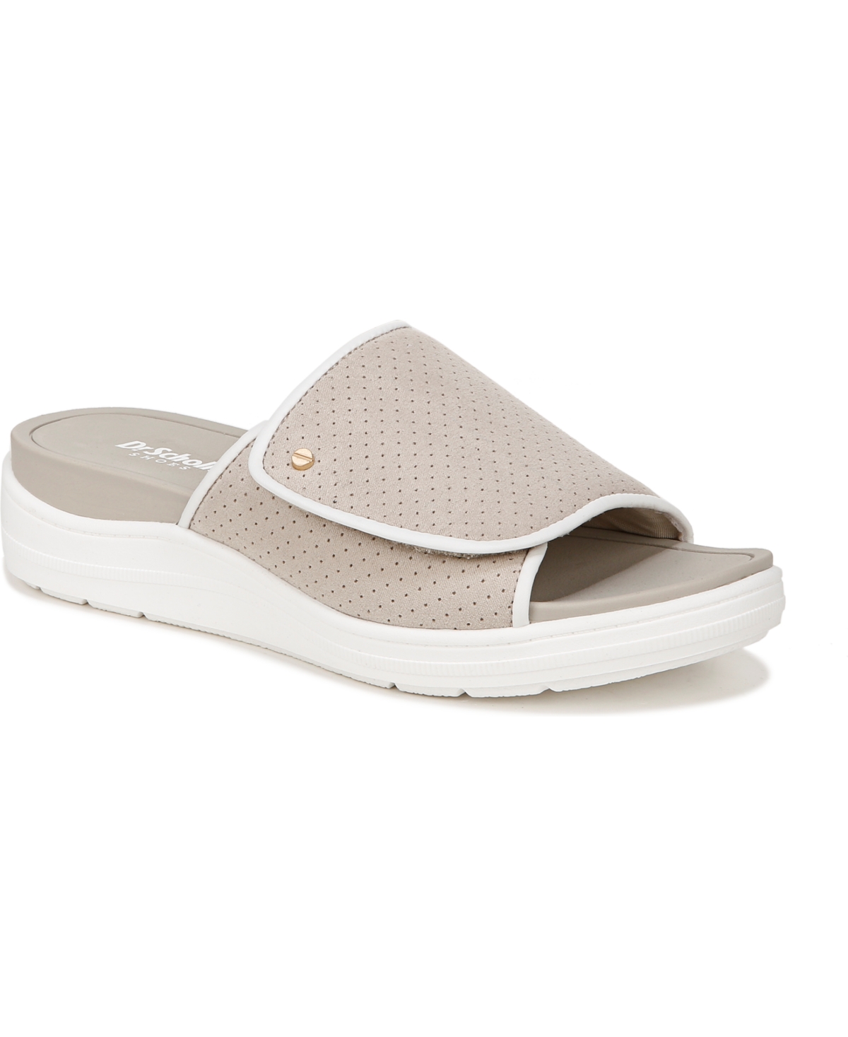 Shop Dr. Scholl's Women's Time Off Set Slide Sandals In Oyster Grey Fabric