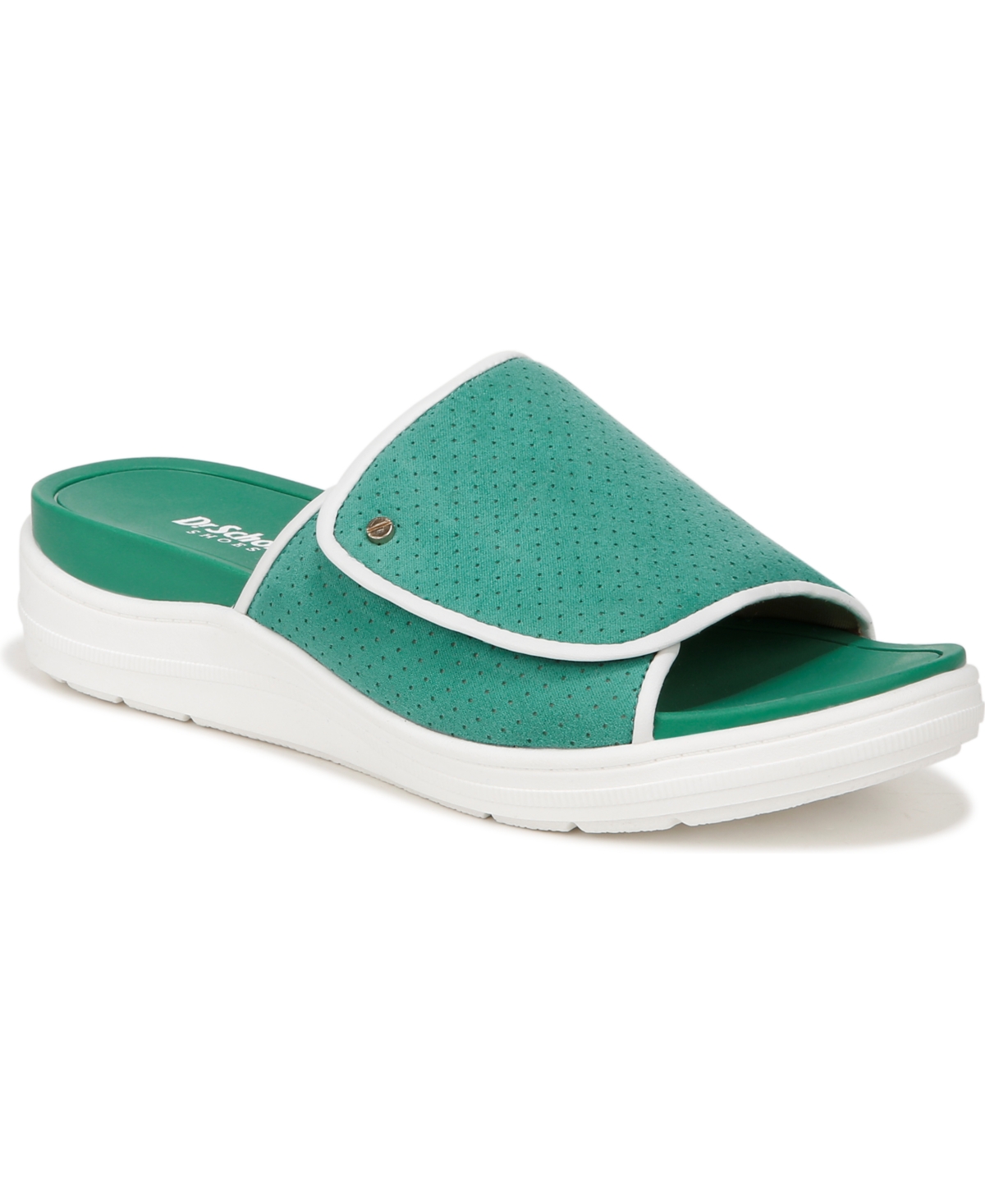Shop Dr. Scholl's Women's Time Off Set Slide Sandals In Court Green Fabric
