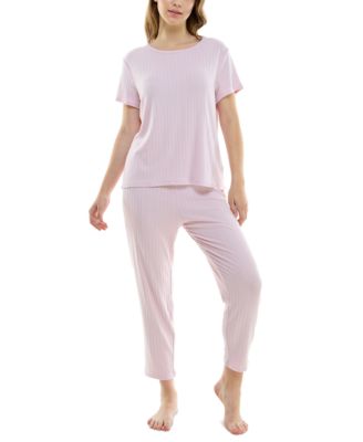 Roudelain - Women's 2-Pc. Cropped Pointelle Pajamas Set