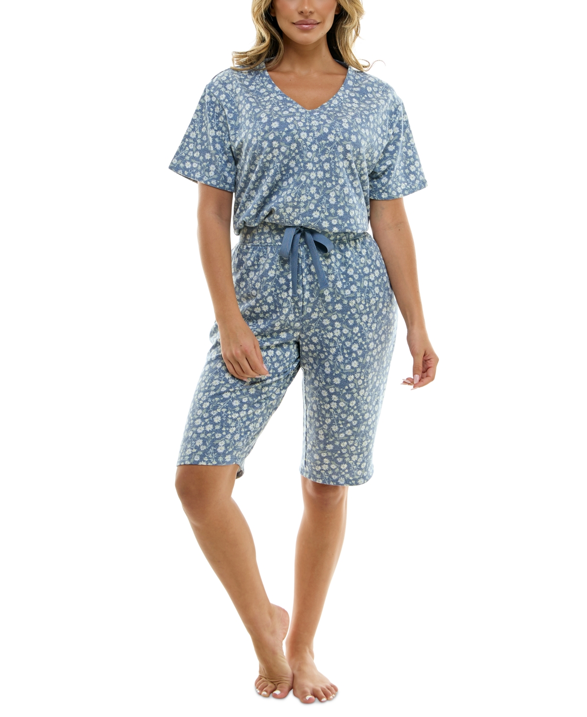 Women's 2-Pc. Printed Bermuda Pajamas Set - Scribble Stars