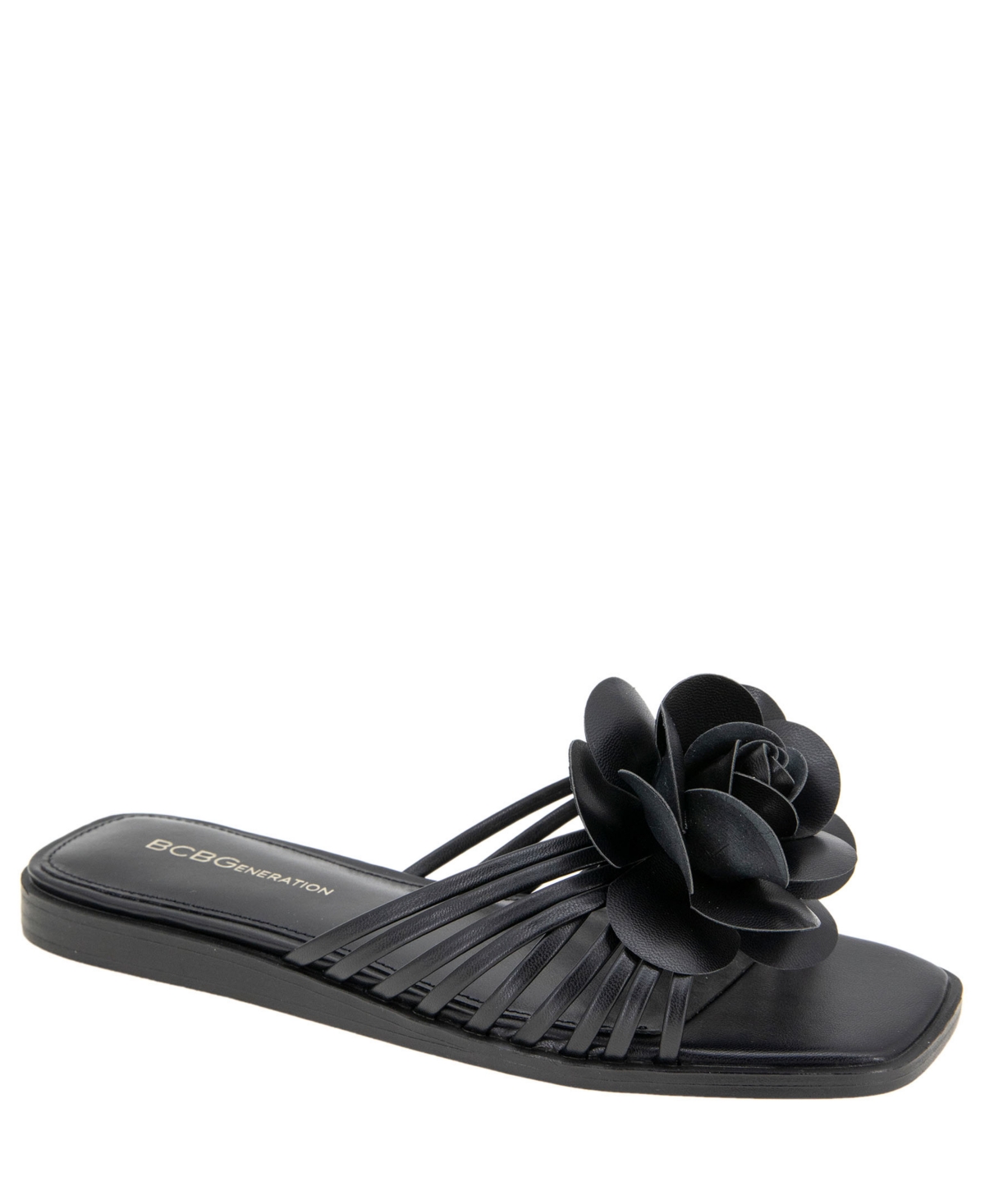 Bcbgeneration Women's Masha Flower Slip-on Flat Sandals In Black