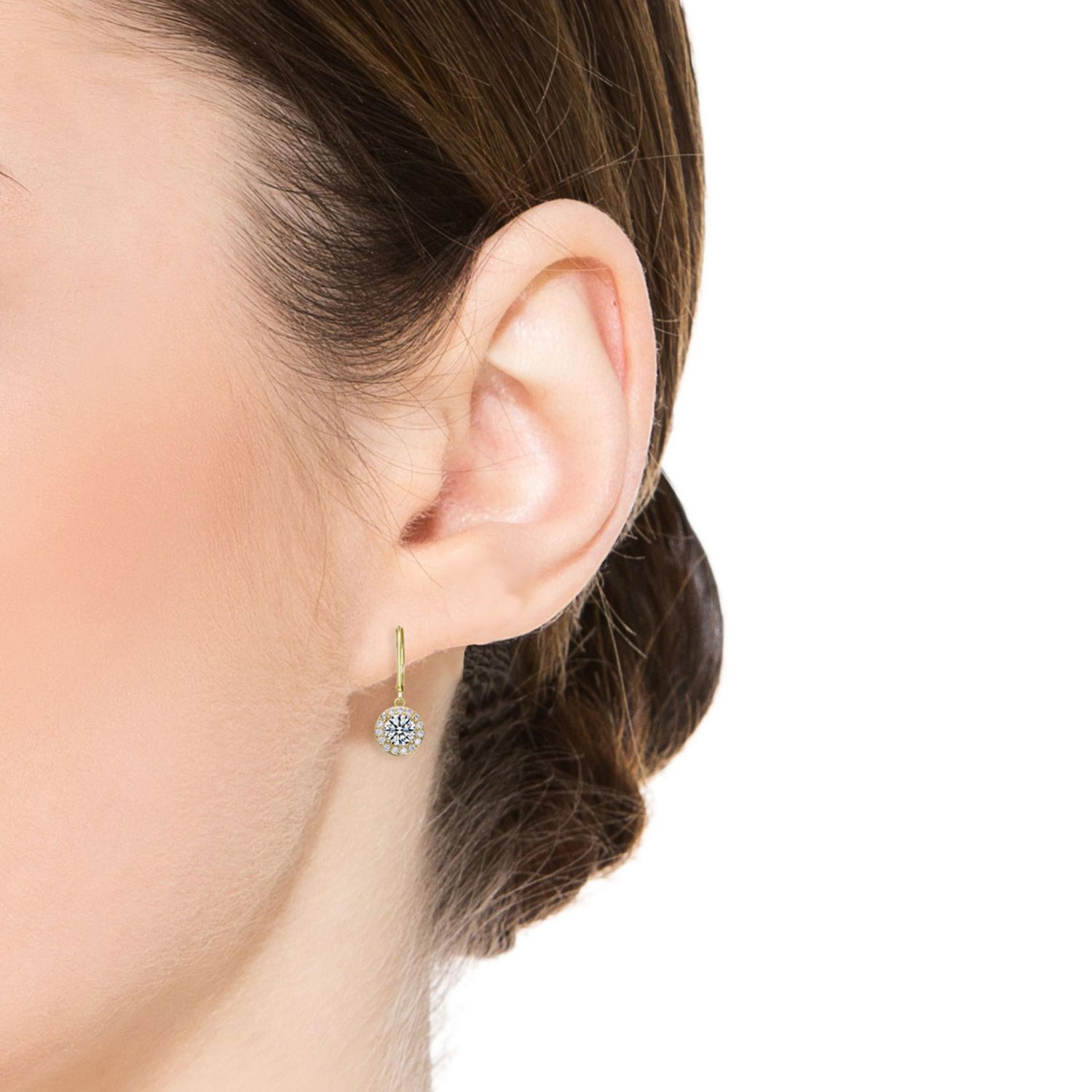 Elegant Halo Drop Dangle Leaver back Earrings