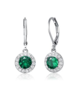 Elegant Halo Drop Dangle Leaver back Earrings