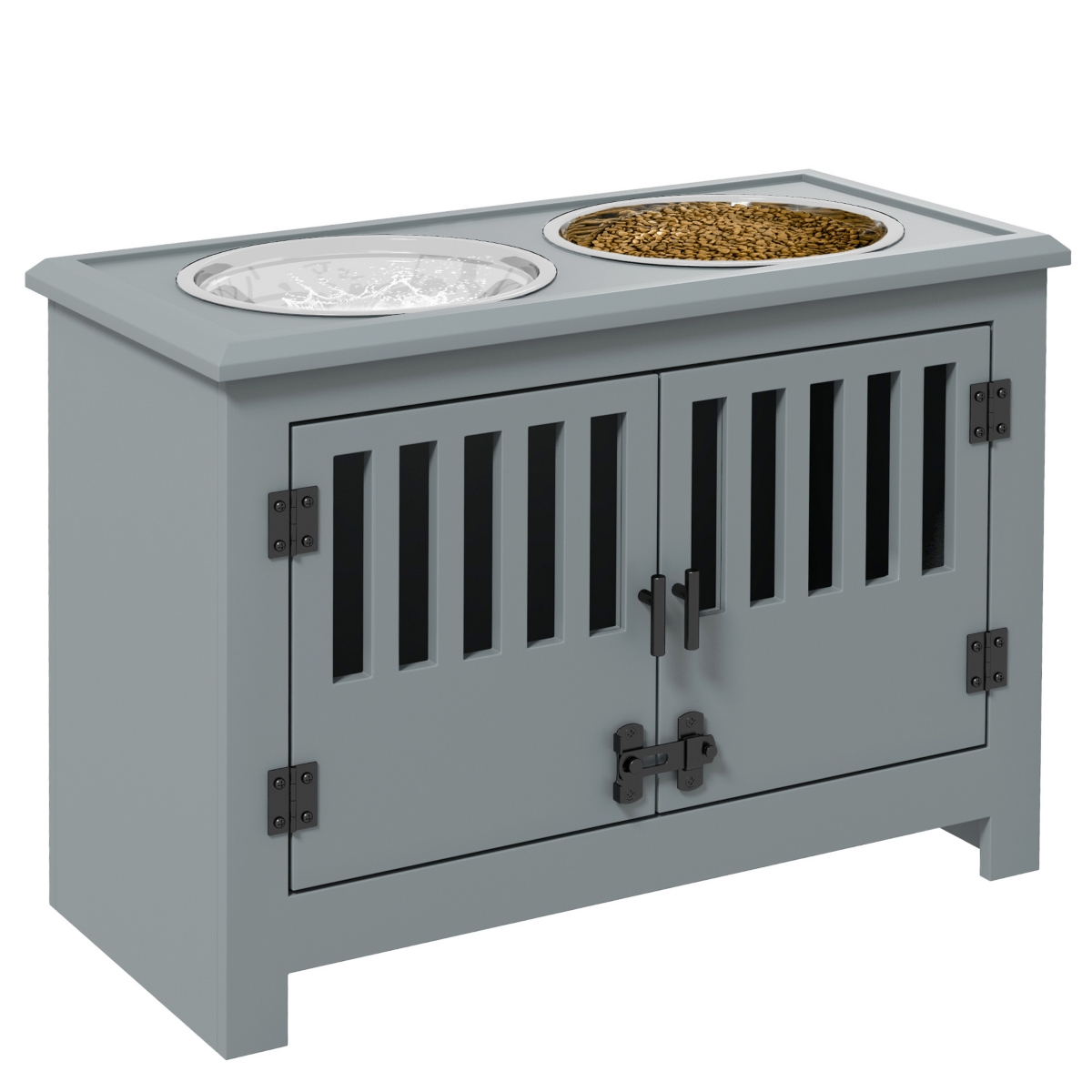 PawHut Dog Food Storage Cabinet with Bowls & Dog Feeding Station,