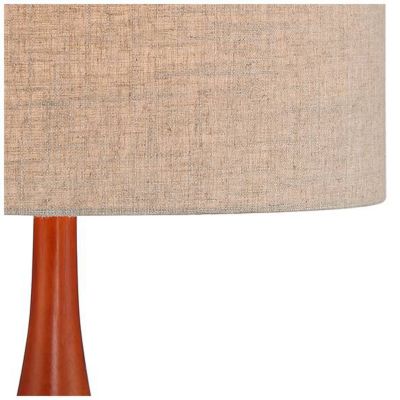 Rocco Mid Century Modern Table Lamp 30" Tall Ceramic Blue Teal Glaze Wood Handmade Linen Drum Shade Decor for Living Room Bedroom House Bedside Home Entryway (Colors May Vary) - 360 Lighting