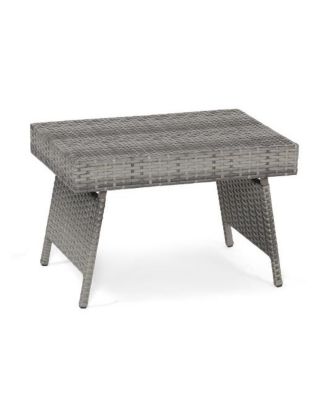 Folding PE Rattan Side Coffee Table Patio Garden Furniture