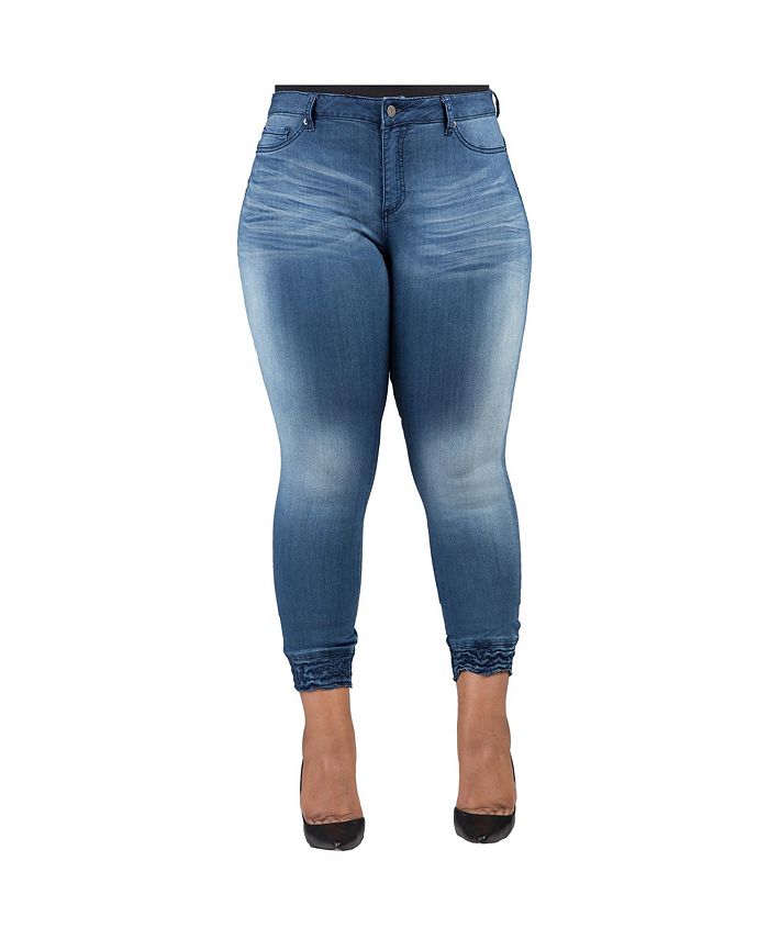 Poetic Justice Women's Plus Size Curvy Fit Stretch Denim Cropped Ankle ...