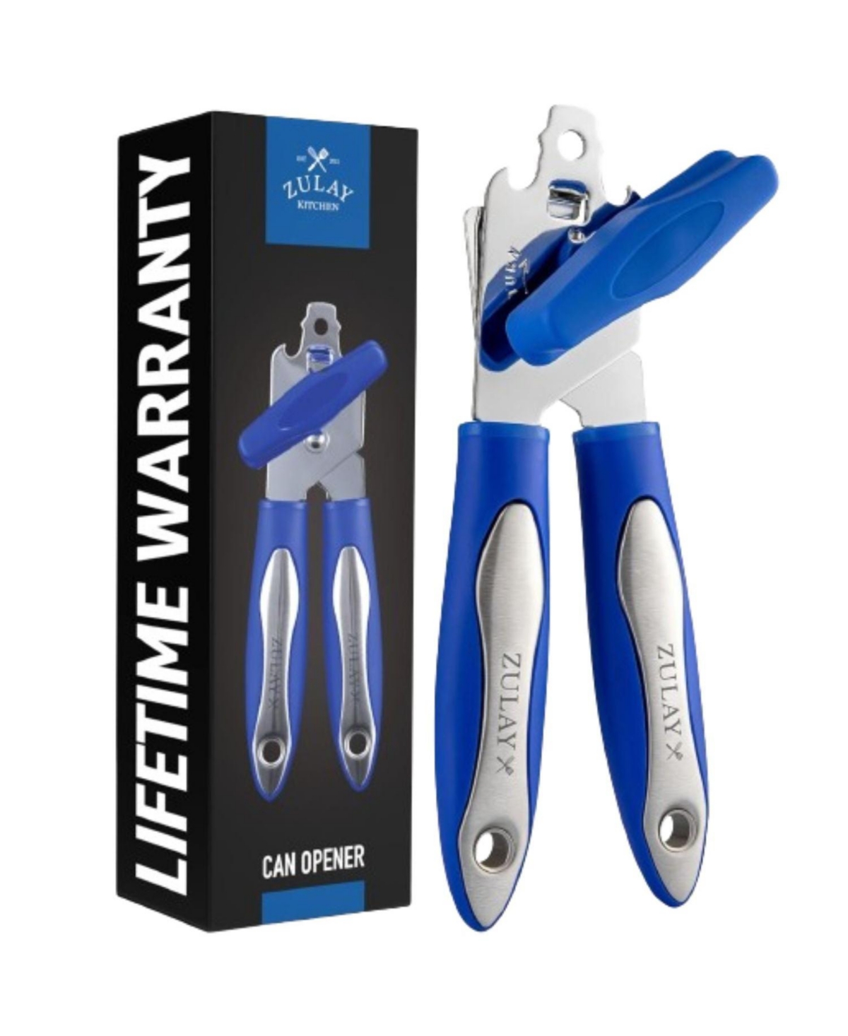 Zulay Kitchen Heavy Duty 2 in 1 Can Opener Wide Grip Smooth Edge Cut