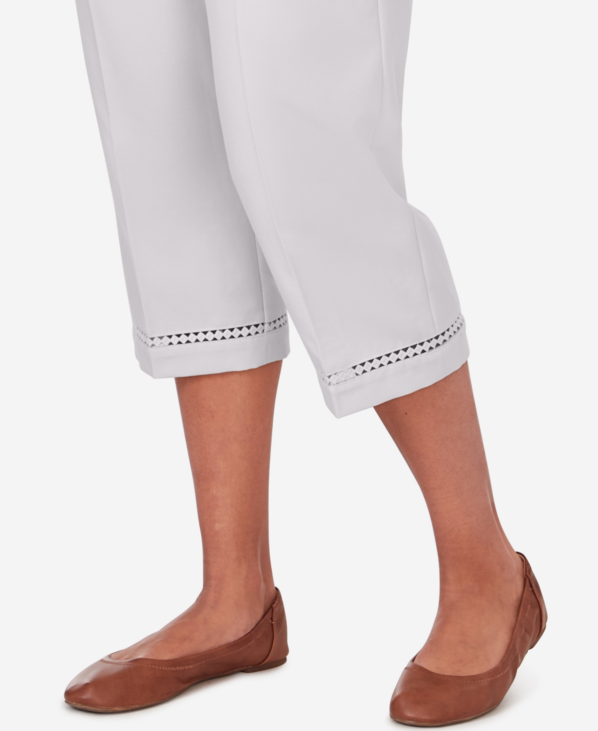 Alfred Dunner Women's Charleston Lace Inset Twill Capri Pants
