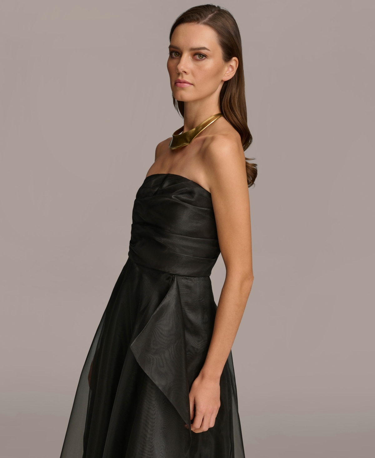 Shop Donna Karan Women's Sleeveless Cascade Gown In Black