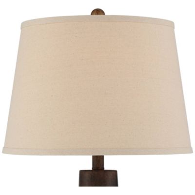 Glenn Rustic Farmhouse Table Lamps 27" Tall Set of 2 Dark Terra Cotta Tapered Fabric Drum for Bedroom Living Room Bedside Nightstand Home