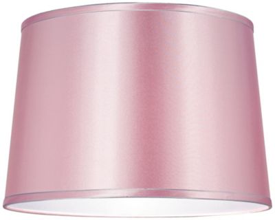 Sydnee Pale Pink Satin Medium Drum Lamp Shade 14" Top x 16" Bottom x 11" Slant (Spider) Replacement with Harp and Finial