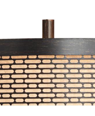 Hunter Modern Rustic Farmhouse Table Lamp 29 3/4" Tall Cherry Wood Bronze Metal Double Drum Shade for Bedroom Living Room House