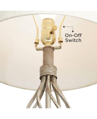 Annie Modern Coastal Table Lamps 28" Tall Set of 2 Weathered Sand Iron Cream Tapered Drum Shade for Bedroom Living Room Bedside