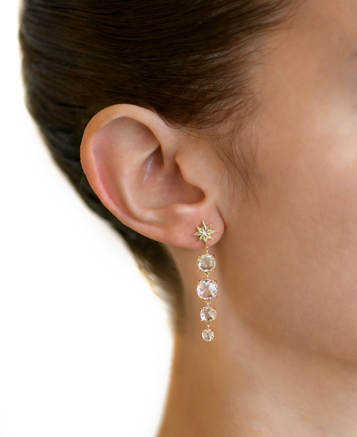 Jac + Jo by Anzie(4-5/8 ct. t.w.) & Diamond Accent Drop Earrings in 14k Gold - White Topaz