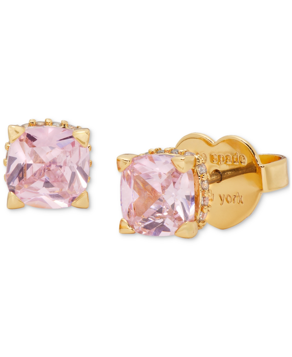 Shop Kate Spade Little Luxuries Pave & Crystal Square Stud Earrings In Pink,gold