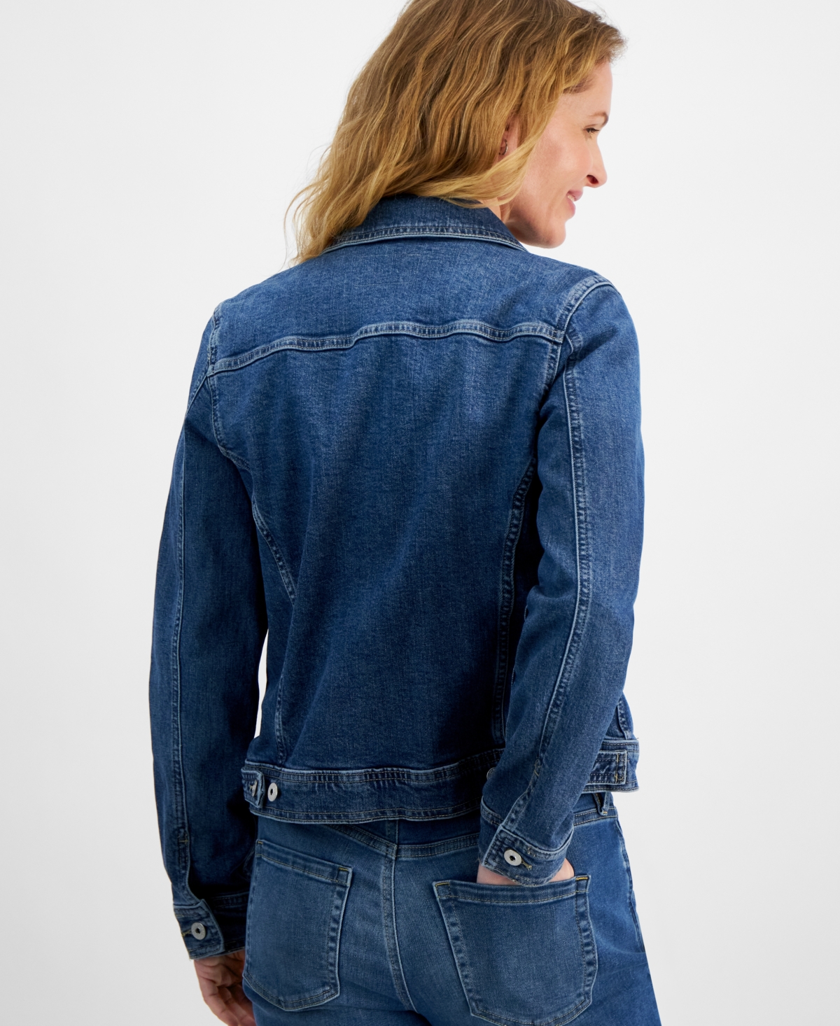 STYLE & CO PETITE CLASSIC DENIM TRUCKER JACKET, CREATED FOR MACY'S 