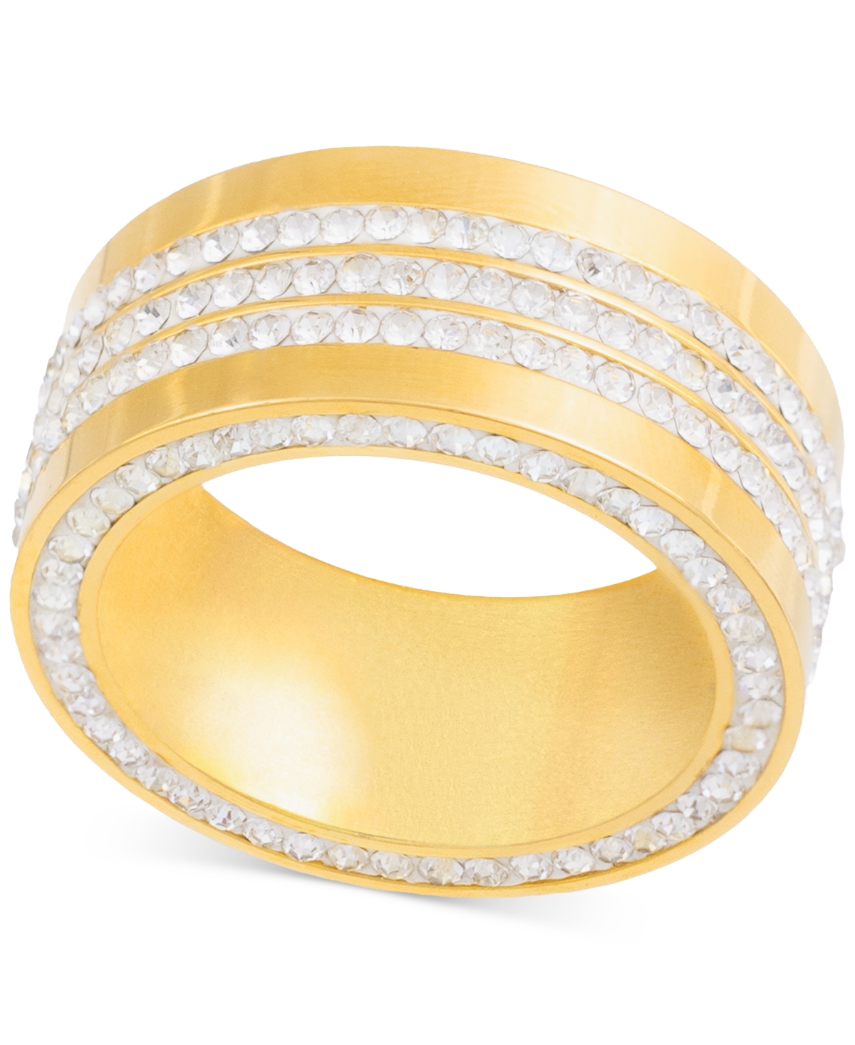 Smith Men's Crystal Wide Band in Gold-Tone Ion-Plated Stainless Steel - Gold-Tone