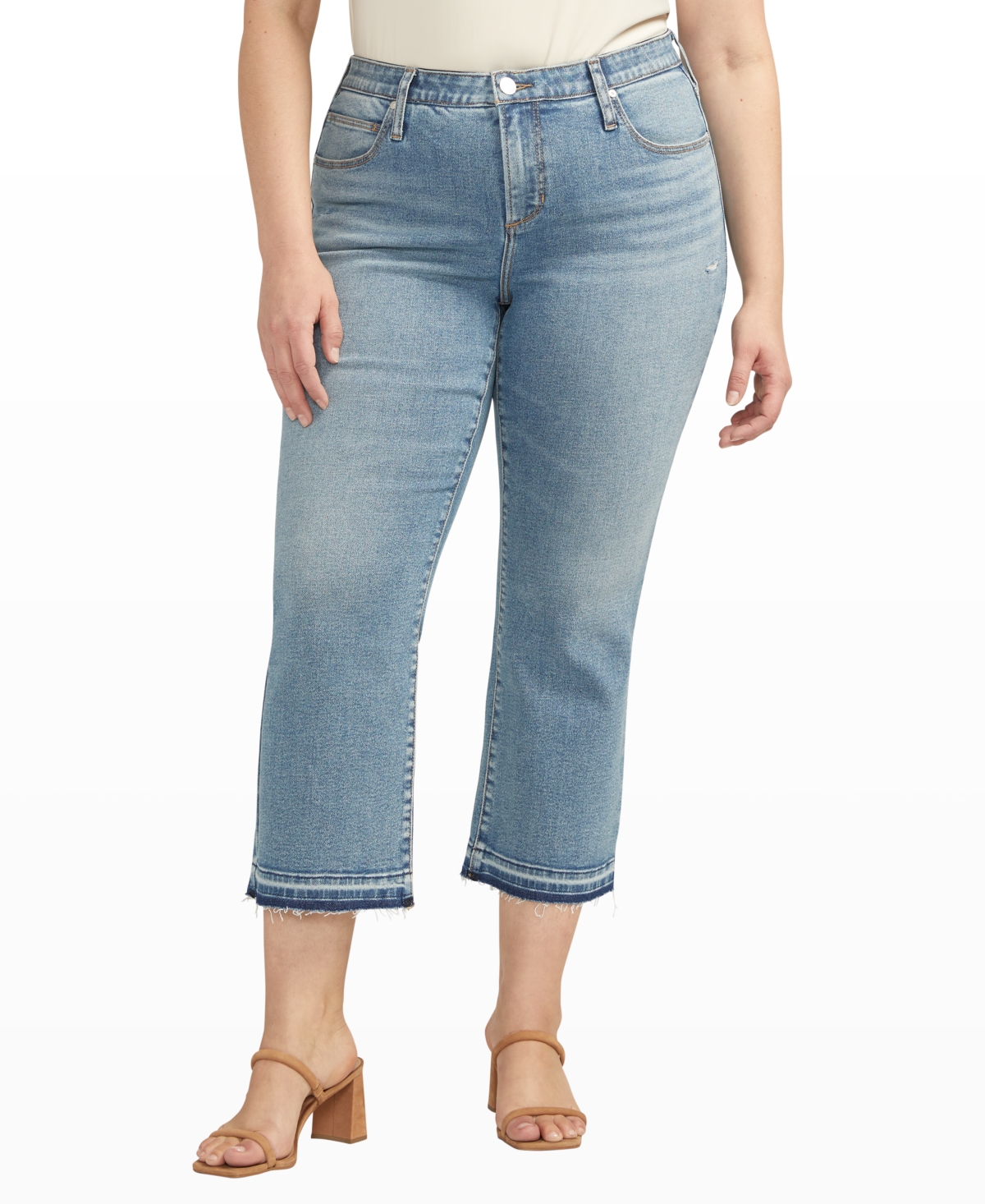 Jag Plus Size Eloise Mid Rise Cropped Bootcut Jeans In Blue Dust