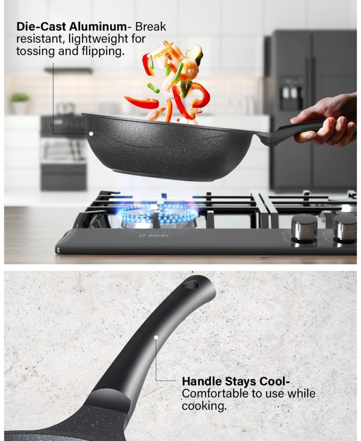 Cook N Home Marble Nonstick Cookware Saute, 12