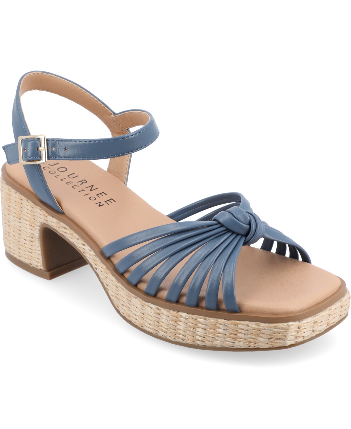Shop Journee Collection Women's Hally Platform Block Heel Sandals In Blue
