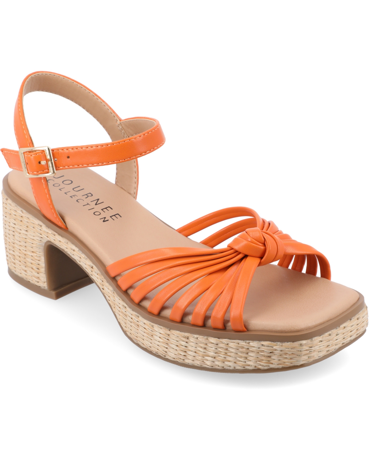 Shop Journee Collection Women's Hally Platform Block Heel Sandals In Orange