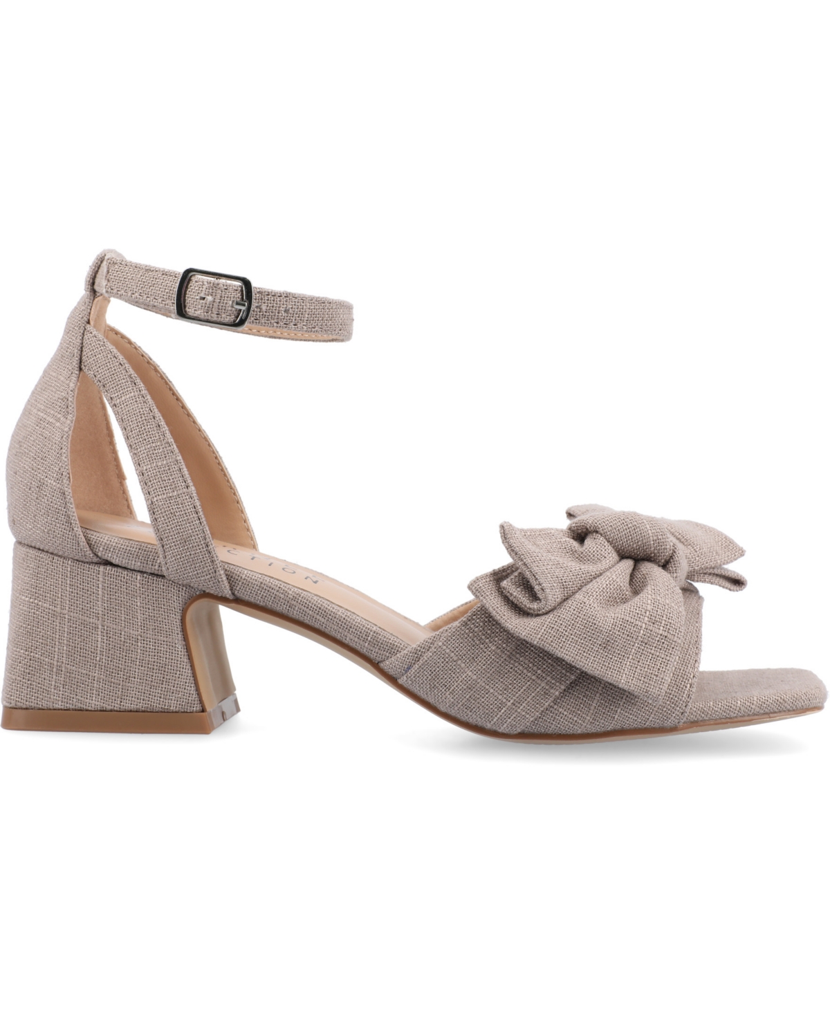 Journee Collection Zevi Bow Block Heel Sandal In Taupe