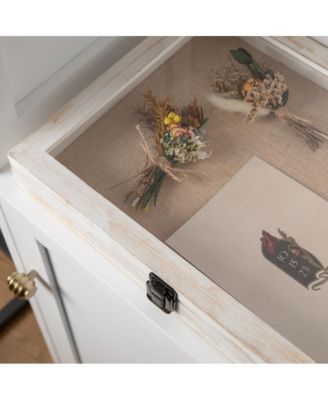 Wood Shadow Box Display Case - Solid Wood With Acrylic Window - Security Latch - For Mementos And Keepsakes