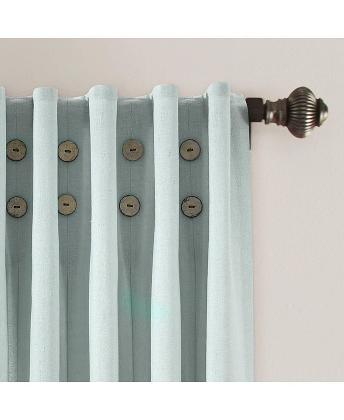 Lush Decor Linen Button Pinched Pleat Window Curtain Panel - Macy's
