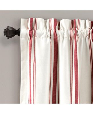 Farmhouse Stripe Yarn Dyed Eco-Friendly Recycled Cotton Valance Red Single 52x18+2