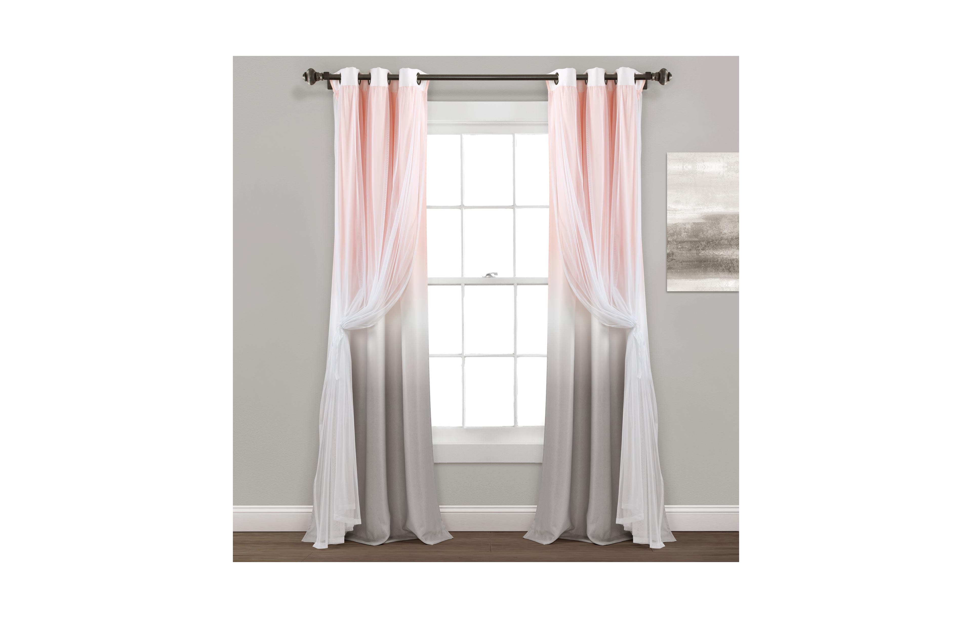 Umbre Fiesta Grommet Sheer/ Printed Light Filtering Window Curtain Panel Blush/Gray Single 38X84