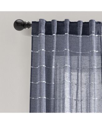 Farmhouse Textured Back Tab/Rod Pocket Sheer Window Curtain Panels