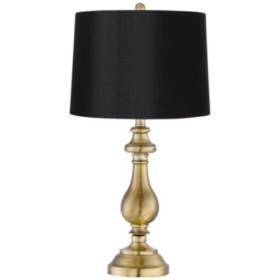 Fairlee Traditional Table Lamp 26" High Antique Brass Candlestick Black Fabric Drum Shade for Bedroom Living Room Bedside Nightstand Kids