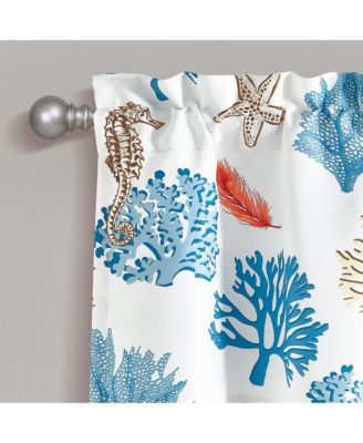 Coastal Reef Feather Light Filtering Grommet Window Curtain Panels