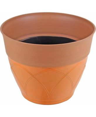 Colored Rim Large Plastic Planter, 15 Inches