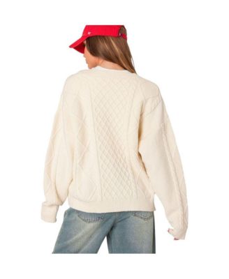 Edikted Women's Rory oversized cable knit cardigan - Macy's