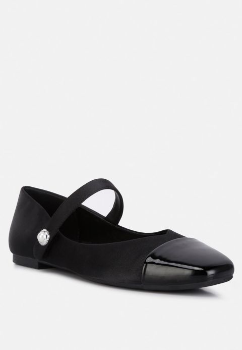 Женские балетки London Rag Albi Patent Toe Cap Tweed Mary Janes, цвет: Чёрный