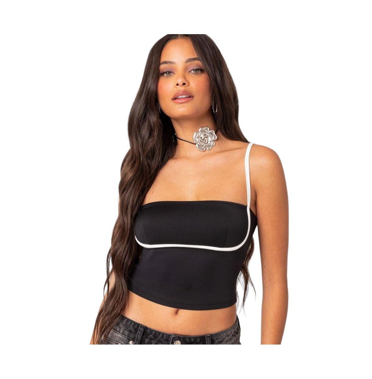 EDIKTED WOMEN'S YANG CONTRAST STRAP TANK TOP