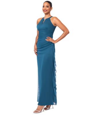 Betsy & Adam Petite Ruched Embellished Gown
